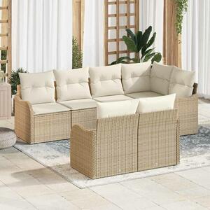 VidaXL Kerti Kanapé Szett tárolóval 7 pcs Bézs Poli rattan