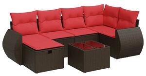 VidaXL 7 részes barna polyrattan kerti ülőgarnitúra párnákkal