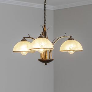 Luminex Csillár Korfu, 3 izzós, arany színű antik, Ø 68 cm, dimmelhető, Sárgaréz / arany, Nappali / Étkező, fém, Antik