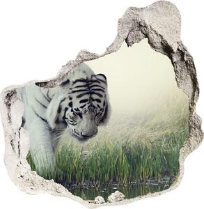 3d lyuk fal dekoráció Fehér tigris