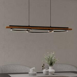 EGLO Boyal LED-es függőlámpa, barna, 101 cm hosszú, fa, 3-lámpás., Sötét fa, Nappali / Étkező, Fa
