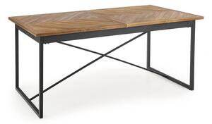 Asztal Houston 1298, Mézes tölgy, Fekete, 77x90x180cm, Hosszabbíthatóság, Természetes fa furnér, MDF, Fém