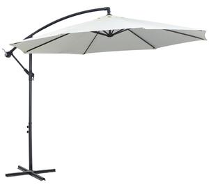 Outsunny Karos Kerti Napernyő Tekerő Karral, Φ3x2.5 m, Krémszínű Fehér