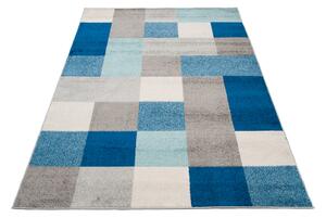 Kék-fehér geometrikus mintás Johann szőnyeg Méret: 80x150 cm