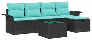 VidaXL Kerti Kanapé Szett párnával tárolóval 6 pcs Poli rattan