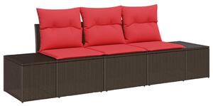 VidaXL Kanapé Szett párnával 3 pcs Barna polirattan