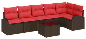 VidaXL Kerti Kanapé Szett 7 pcs Barna polirattan