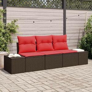 VidaXL Kanapé Szett párnával 3 pcs Barna polirattan