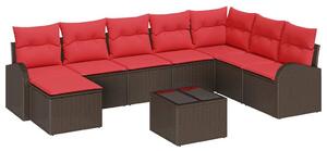 VidaXL Kerti Kanapé Szett párnával 9 pcs Barna Poly Rattan