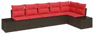 VidaXL Kerti Kanapé Szett párnával 6 pcs Barna polirattan