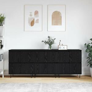 VidaXL Oldalszekrények 3 pcs Musta tammi 180 x 35 x 70 cm Faanyag