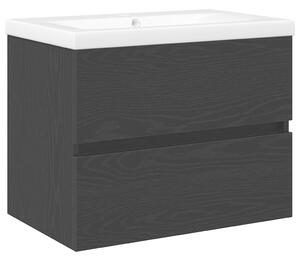 VidaXL Fürdőszobai mosdószekrény Fekete tölgy 60 x 39 x 62 cm