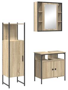 VidaXL Fürdőszoba bútor szett 3 db Barna 33 x 33 x 120,5 cm Szerelt fa