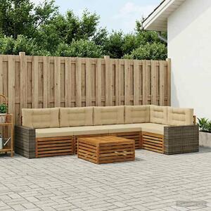 VidaXL Kültéri kanapé szett 6 pcs Természetes és bézs 79 x 79 x 37 cm