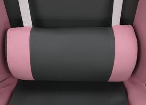 Irodai/gamer szék, rózsaszín/szürke/fehér, BARBIRE