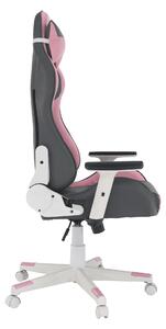 Irodai/gamer szék, rózsaszín/szürke/fehér, BARBIRE