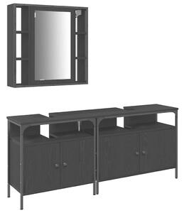 VidaXL Fürdőszobai Mosdószekrények 3 db Fekete 80 x 30 x 60 cm