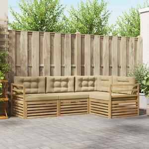 VidaXL Kültéri kanapé szett 4 pcs Fehér és Bézs 245,5 x 166,5 x 73 cm
