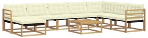 VidaXL Kültéri kanapé szett 9 pcs Fehér és Krém színű 79 x 79 x 37 cm