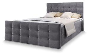 VAMON kárpitozott boxspring franciaágy 160x200 – szürke
