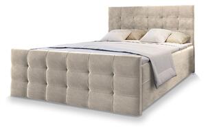 VAMON kárpitozott boxspring franciaágy 140x200 – krémszínű