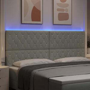 VidaXL LED ágytámla LED szalagokkal Világosszürke 200 cm Bársony