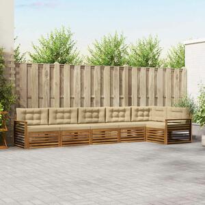 VidaXL Kültéri kanapé szett párnával 6 pcs Természetes és bézs