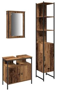 VidaXL Fürdőszoba bútor szett 3 db Öreg fa 33 x 33 x 185,5 cm