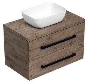 Fürdőszobaszekrény fekete fogantyúval SAT Cube Way 80x47,5x46 cm tölgyfa Wellington matt CUBE46C803DW45