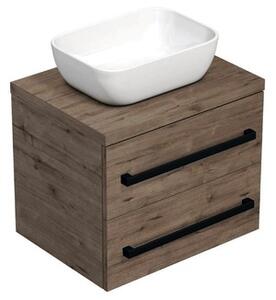 Fürdőszobaszekrény fekete fogantyúval SAT Cube Way 60x47,5x46 cm tölgyfa Wellington matt CUBE46C1603DW45