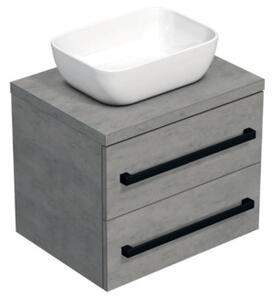 Fürdőszobaszekrény fekete fogantyúval SAT Cube Way 60x47,5x46 cm betonszőnyeg CUBE46C1603BE45