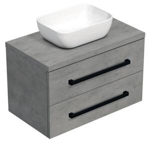 Fürdőszobaszekrény fekete fogantyúval SAT Cube Way 80x47,5x46 cm betonszőnyeg CUBE46C803BE45