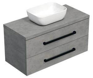 Fürdőszobaszekrény fekete fogantyúval SAT Cube Way 100x47,5x46 cm matt beton CUBE46C1003BESAT45