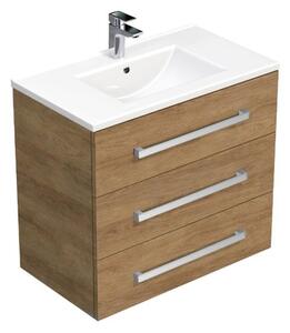 Fürdőszobaszekrény mosdókagylóval SAT Cube Way 80x76,5x46 cm Hickory tölgy CUBE46803DHMOD