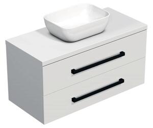 Fürdőszobaszekrény fekete fogantyúval SAT Cube Way 100x71x46 cm fehér fényes CUBE46C1003BISAT45