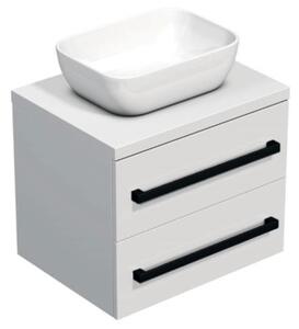 Fürdőszoba szekrény fekete fogantyúval és takarólemezzel SAT Cube Way 60x47,5x46 cm fehér fényű CUBE46C1603BI45