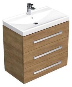 Fürdőszobaszekrény mosdókagylóval SAT Cube Way 80x76,5x46 cm Hickory tölgy CUBE46803DHVER