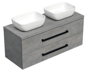 Fürdőszobaszekrény fekete fogantyúval SAT Cube Way 120x71x46 cm matt beton CUBE46C1203BESAT45