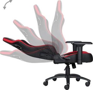 Marvo CH-118, Műbőr + PVC, 131 cm, Max. 150 kg, Állítható háttámla, Fekete-Piros, Gamer szék