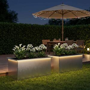 Led-es kerti virágláda 2 db Ezüst 50 x 80 x 48 cm