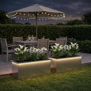 Led-es kerti virágláda 2 db Ezüst 40 x 100 x 40 cm