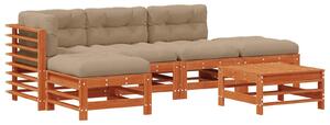 VidaXL Kerti lounge szett 6 pcs Viaszbarna Tömör Fenyőfa