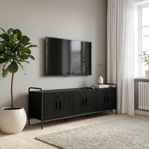 TV szekrény 146 x 33 x 50 cm Fekete Tölgy Szerelt Fa