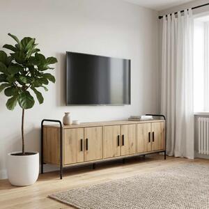 TV szekrény 146 x 33 x 50 cm Kézműves Tölgy Szerelt Fa
