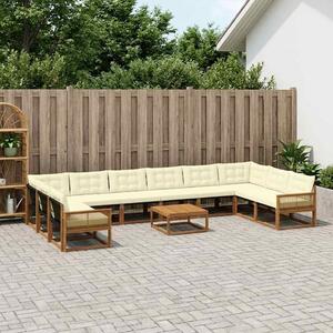 VidaXL Kültéri kanapé szett párnával 11 pcs Természetes és krémszínű