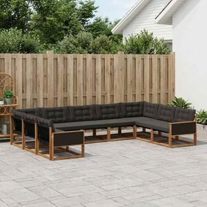 VidaXL Kültéri kanapé szett párnával 9 pcs Természetes és Fekete