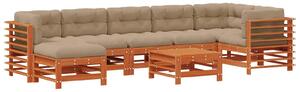 VidaXL Kerti lounge szett 8 pcs Viaszbarna Tömör Fenyőfa