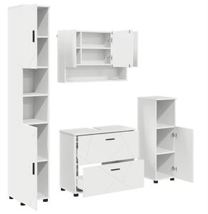 VidaXL Fürdőszoba bútor szett 4 pcs Fehér 30 x 35 x 192 cm Faanyag