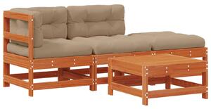 VidaXL Kerti lounge szett 4 pcs Viaszbarna Tömör Fenyőfa