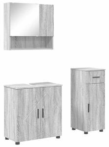 VidaXL Fürdőszoba bútor szett 3 db Szürke Sonoma 61 x 35 x 64 cm